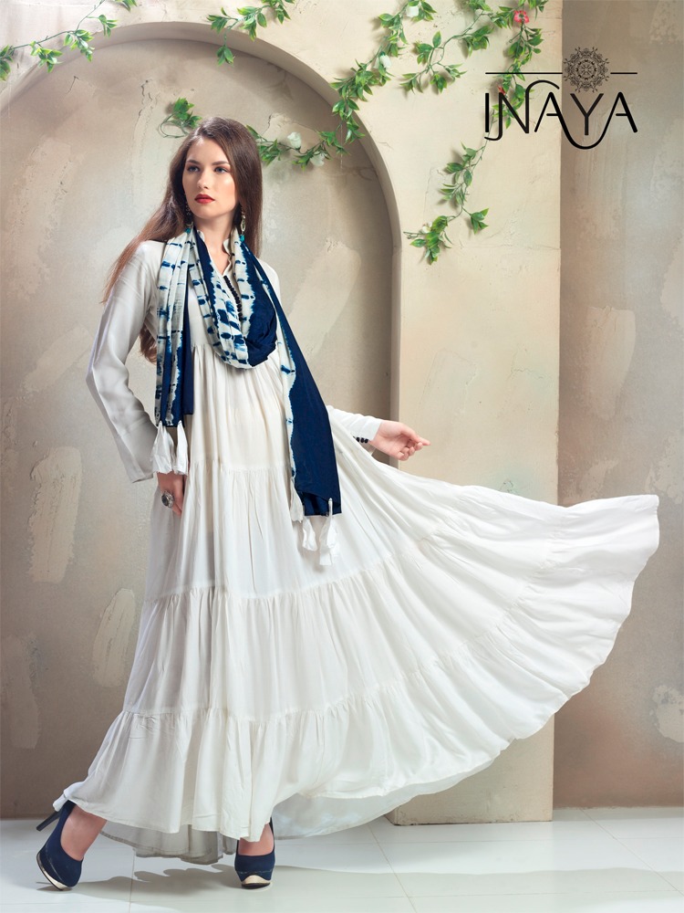 Inaya Gowns By Inaya Beautiful Designer Colorful Stylish Casual Wear & Ready To Wear Imported Rayon Cotton Kurtis At Wholesale Price