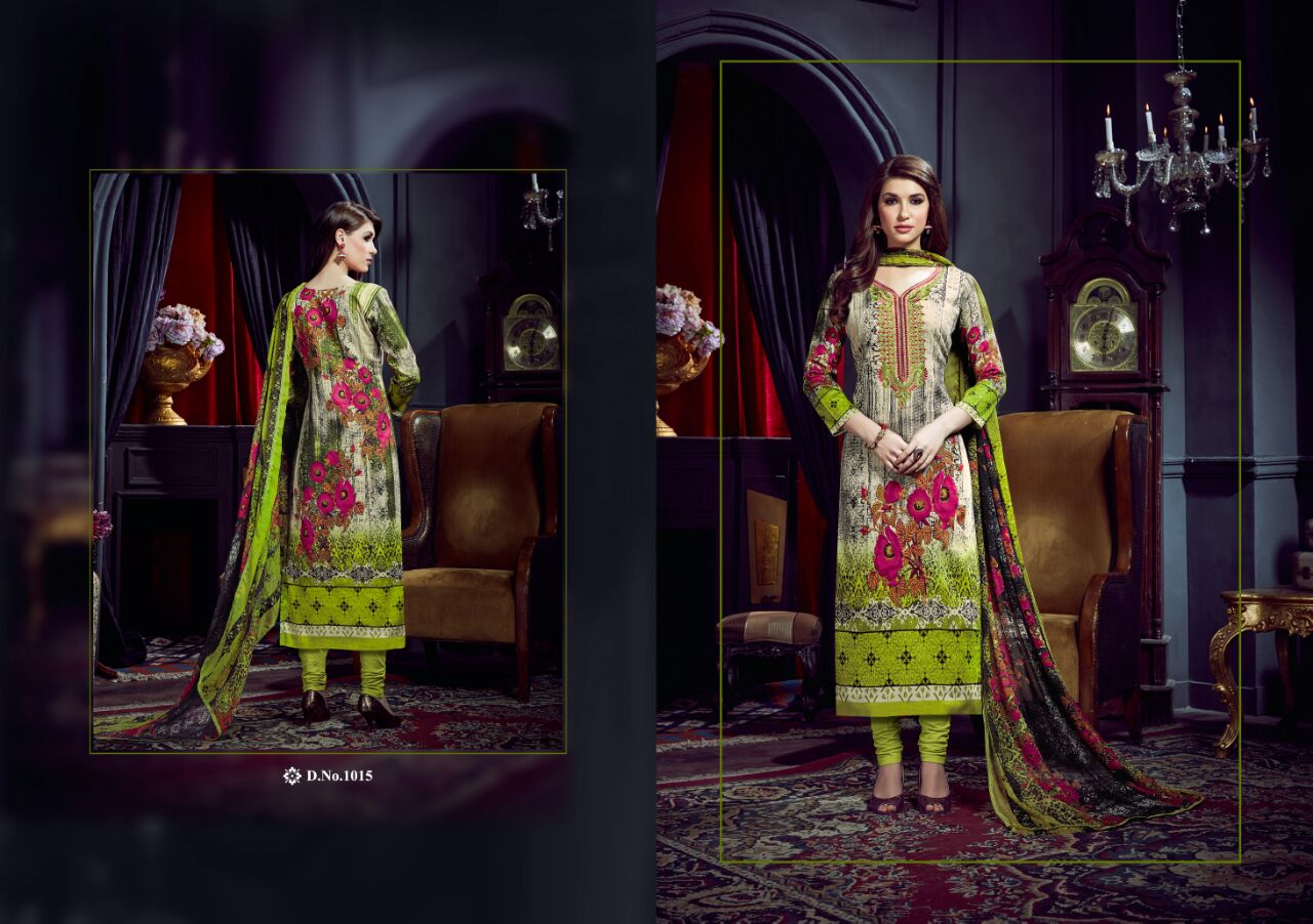 Ishika By M.pankaj Fashion 1013 To 1022 Series Beautiful Stylish Designer Printed And Embroidered Party Wear Cotton Satin Dresses At Wholesale Price