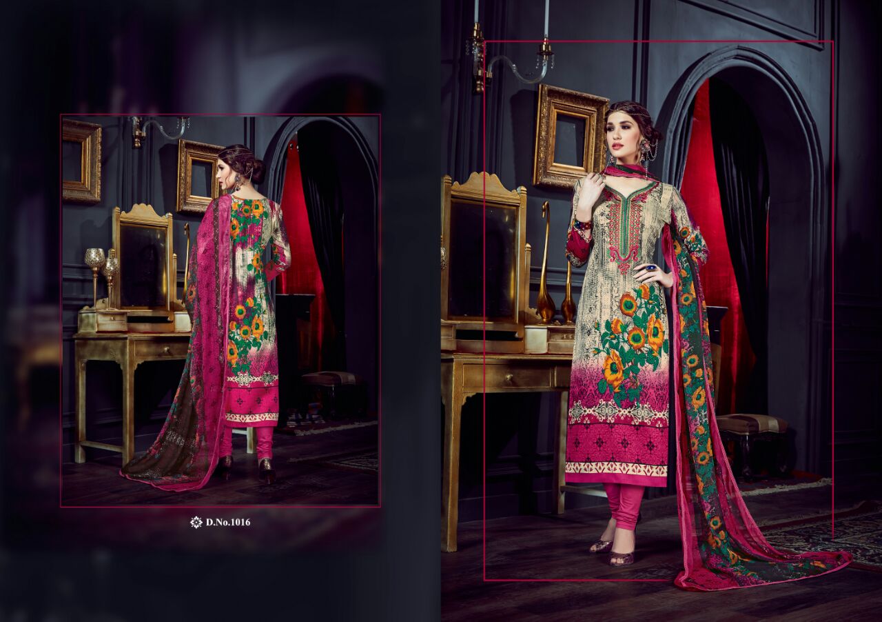 Ishika By M.pankaj Fashion 1013 To 1022 Series Beautiful Stylish Designer Printed And Embroidered Party Wear Cotton Satin Dresses At Wholesale Price