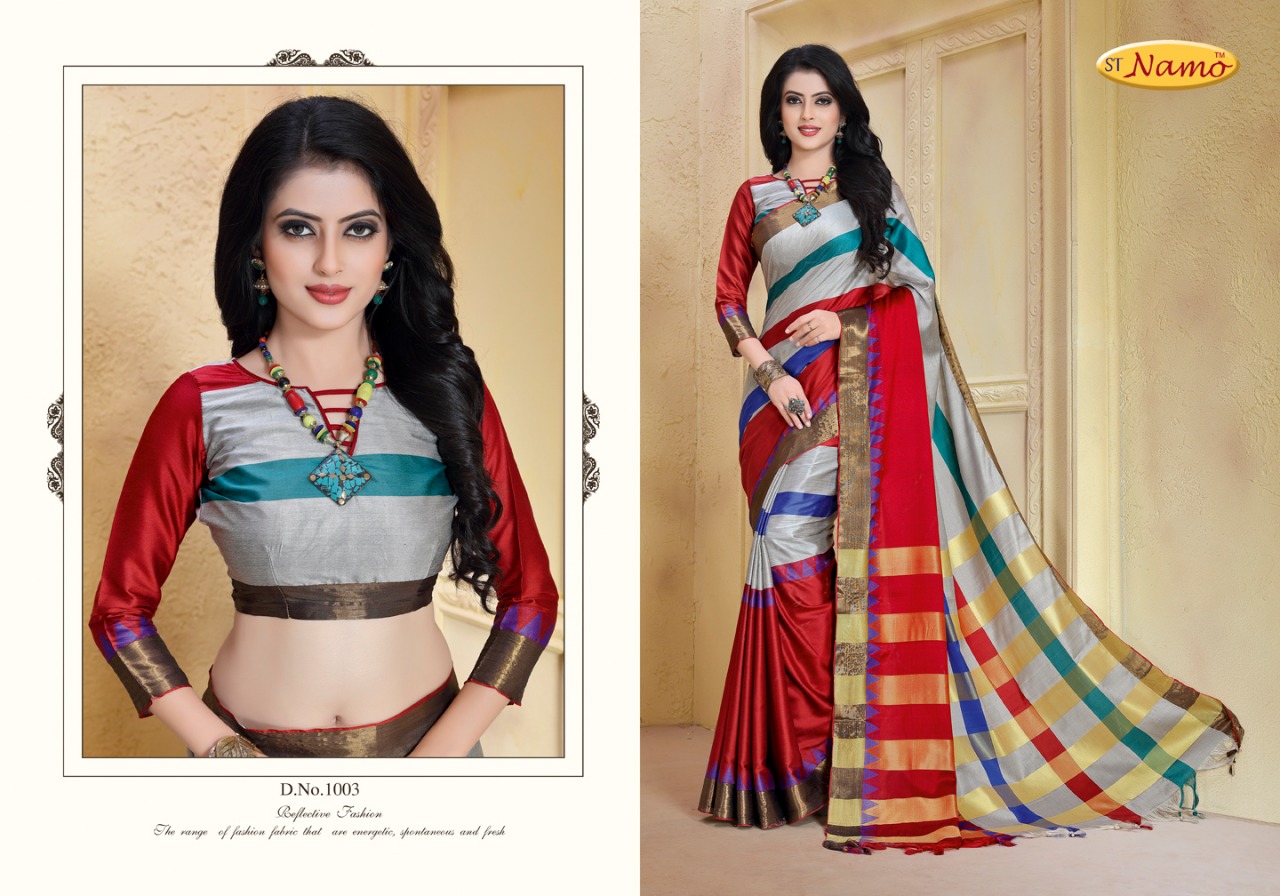 Ishvara By St Namo 1001 To 1011 Series Beautiful Stylish Colorful Fancy Traditional Wear & Occasional Wear Cotton Silk Printed Sarees At Wholesale Price