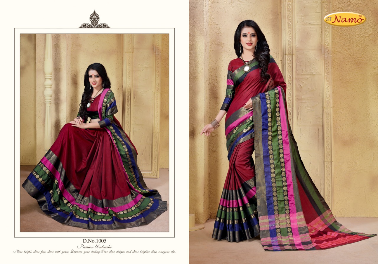 Ishvara By St Namo 1001 To 1011 Series Beautiful Stylish Colorful Fancy Traditional Wear & Occasional Wear Cotton Silk Printed Sarees At Wholesale Price