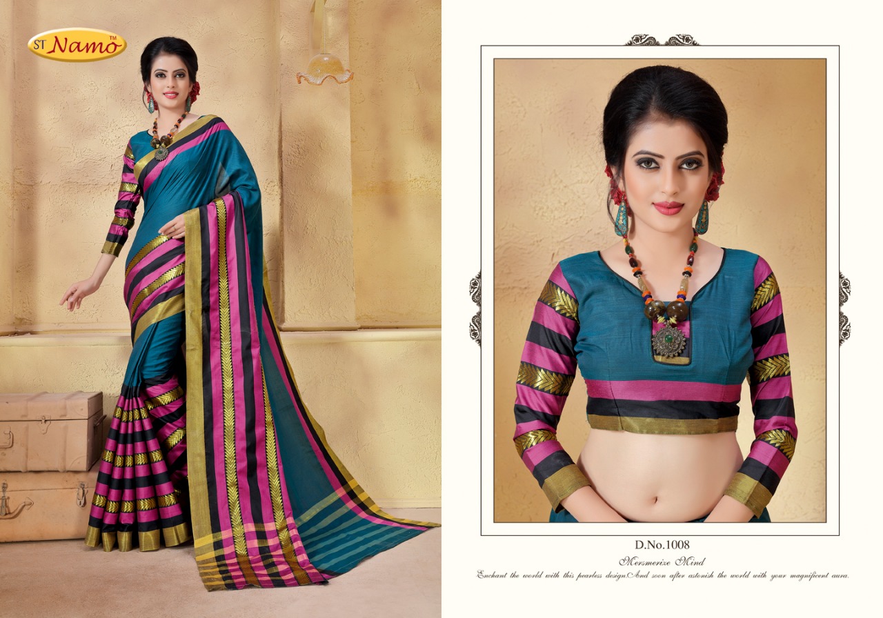 Ishvara By St Namo 1001 To 1011 Series Beautiful Stylish Colorful Fancy Traditional Wear & Occasional Wear Cotton Silk Printed Sarees At Wholesale Price