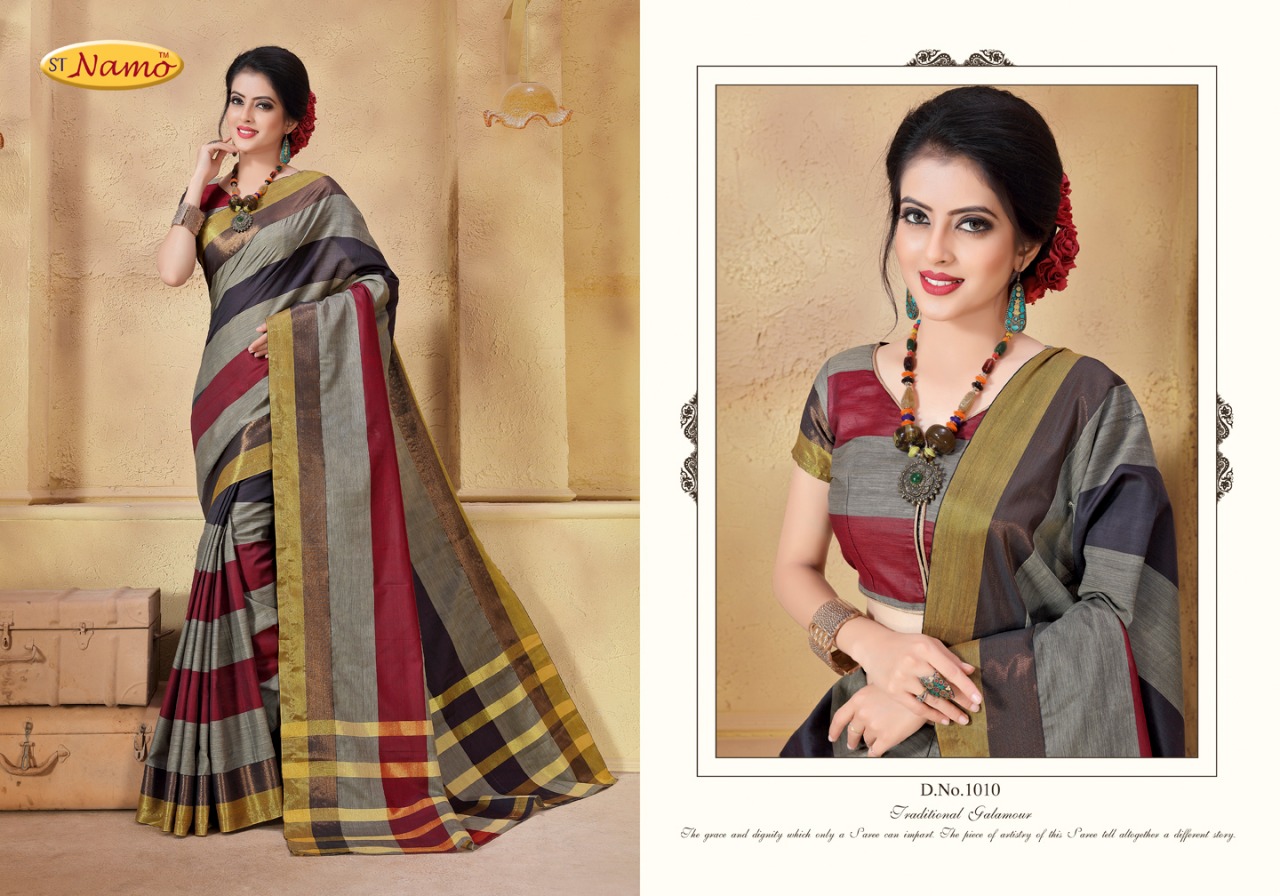 Ishvara By St Namo 1001 To 1011 Series Beautiful Stylish Colorful Fancy Traditional Wear & Occasional Wear Cotton Silk Printed Sarees At Wholesale Price
