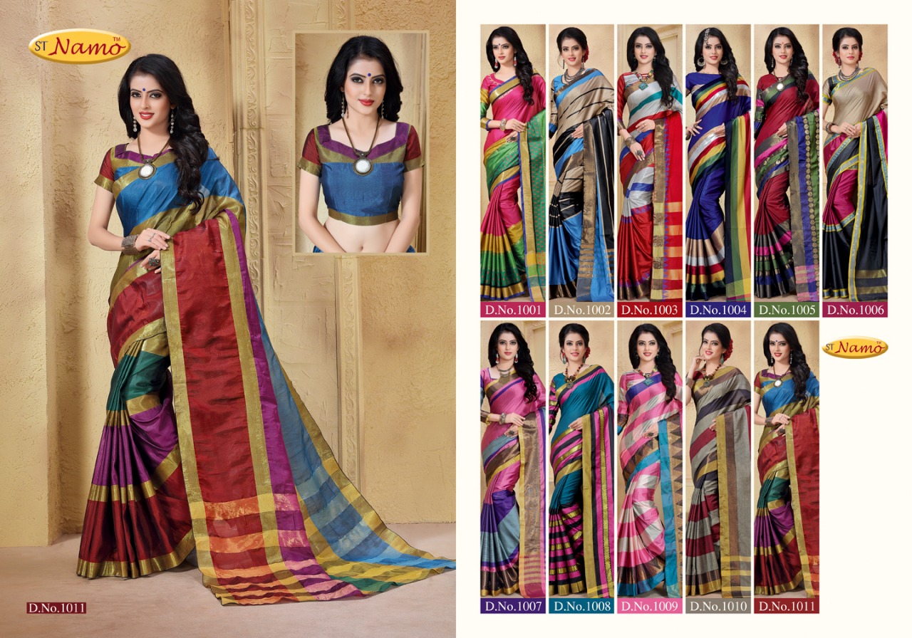 Ishvara By St Namo 1001 To 1011 Series Beautiful Stylish Colorful Fancy Traditional Wear & Occasional Wear Cotton Silk Printed Sarees At Wholesale Price