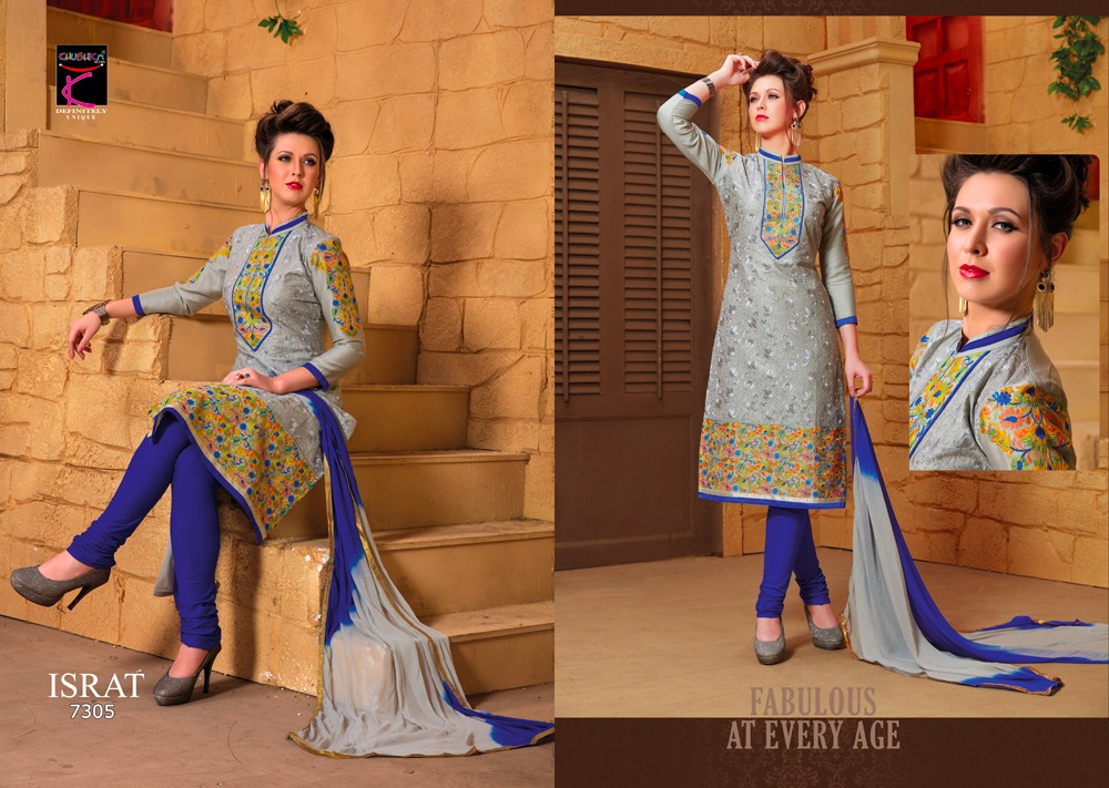 Israt By Khushika 7301 To 7310 Series Designer Pakistani Suits Beautiful Fancy Colorful Party Wear & Ethnic Wear Glace Cotton Dresses At Wholesale Price
