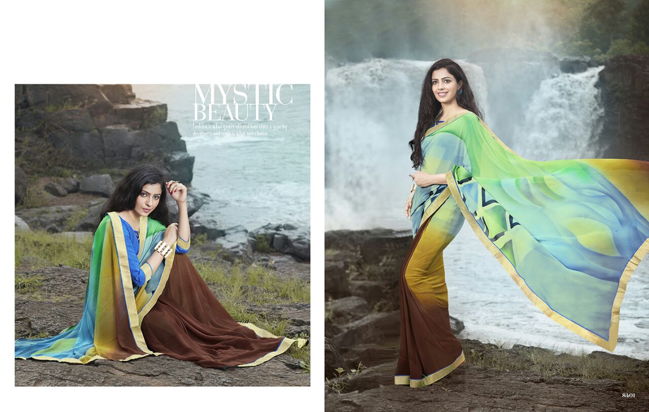 Jalsa By Kesari Nandan Sarees 8401 To 8416 Series Indian Ethnic Beautiful Stylish Designer Printed Casual Wear Party Wear Georgette Sarees At Wholesale Price