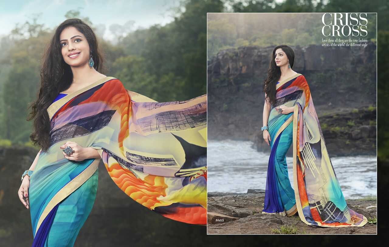 Jalsa By Kesari Nandan Sarees 8401 To 8416 Series Indian Ethnic Beautiful Stylish Designer Printed Casual Wear Party Wear Georgette Sarees At Wholesale Price