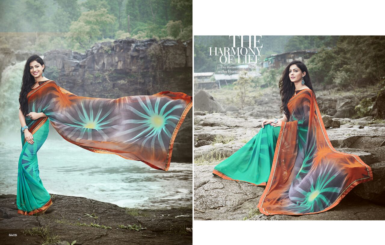 Jalsa By Kesari Nandan Sarees 8401 To 8416 Series Indian Ethnic Beautiful Stylish Designer Printed Casual Wear Party Wear Georgette Sarees At Wholesale Price