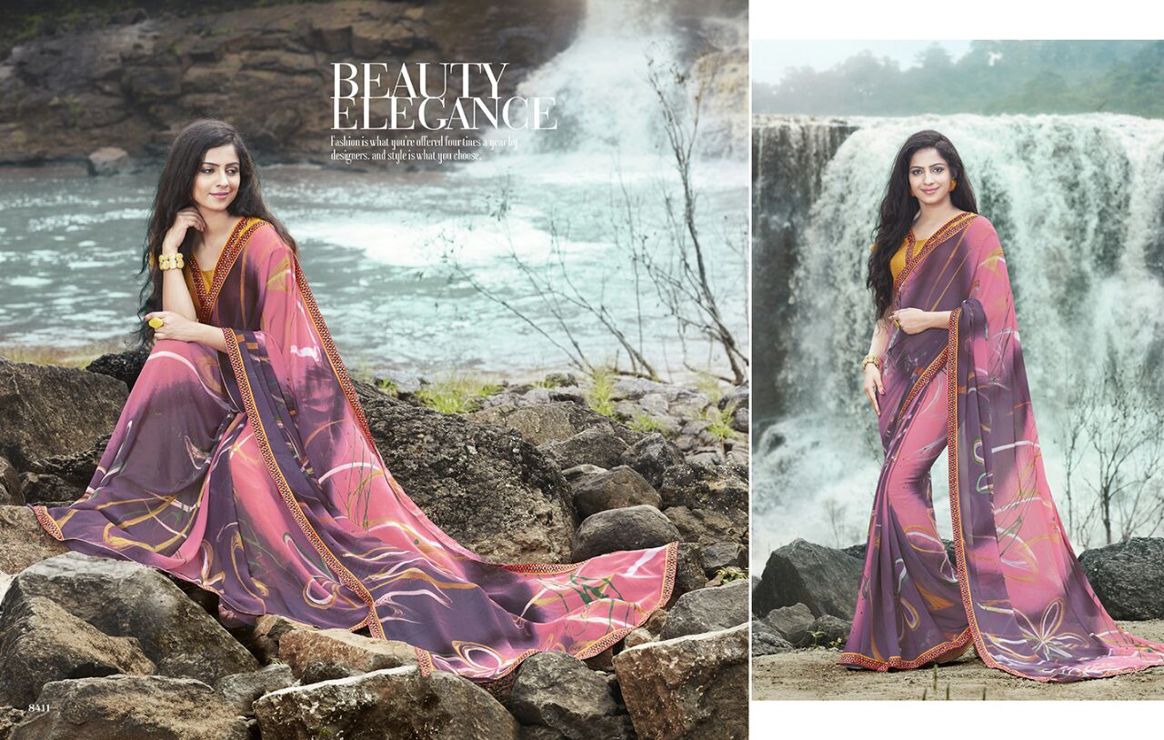 Jalsa By Kesari Nandan Sarees 8401 To 8416 Series Indian Ethnic Beautiful Stylish Designer Printed Casual Wear Party Wear Georgette Sarees At Wholesale Price