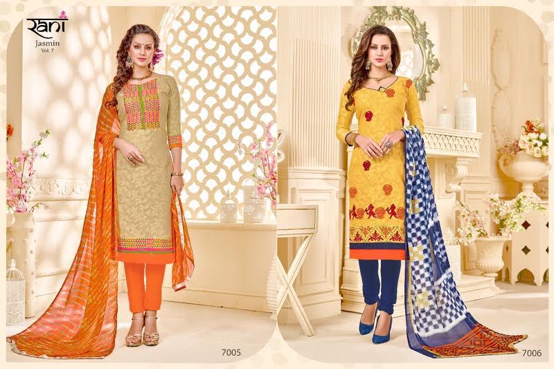 Jashmine-7 7001 To 7014 Series By Rani Prints Beautiful Colorful Stylish Pretty Party Wear Occasional Wear Casual Wear Printed Cotton Dresses At Wholesale Price