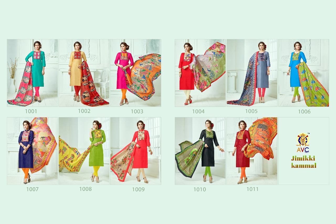 Jimikki Kammal By Amrut Varsha Creation 1001 To 1011 Series Beautiful Festival Special Colorful Fancy Ethnic Wear & Casual Wear Bombay Jacquard With Digital Print Dresses At Wholesale Price