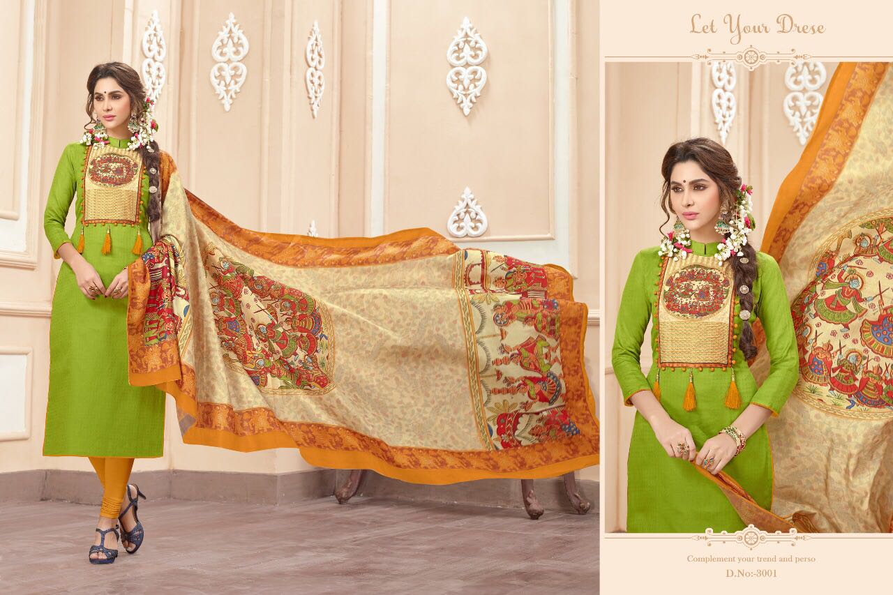 Jimikki Kammal Vol-3 By Amrut Varsha Creation 3001 To 3011 Series Beautiful Colorful Stylish Ethnic Wear & Casual Wear Bombay Jacquard Digital Printed Dresses At Wholesale Price