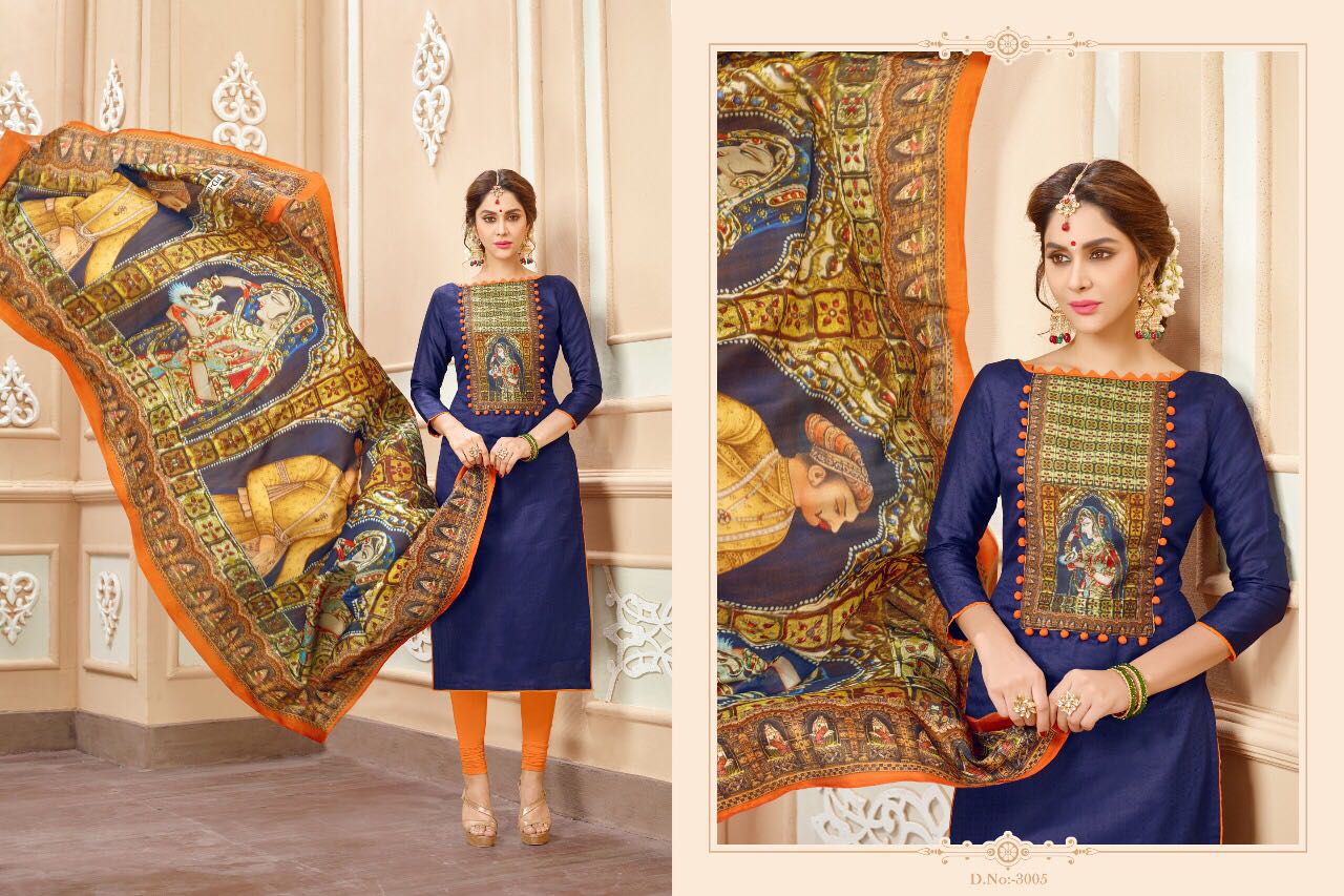Jimikki Kammal Vol-3 By Amrut Varsha Creation 3001 To 3011 Series Beautiful Colorful Stylish Ethnic Wear & Casual Wear Bombay Jacquard Digital Printed Dresses At Wholesale Price
