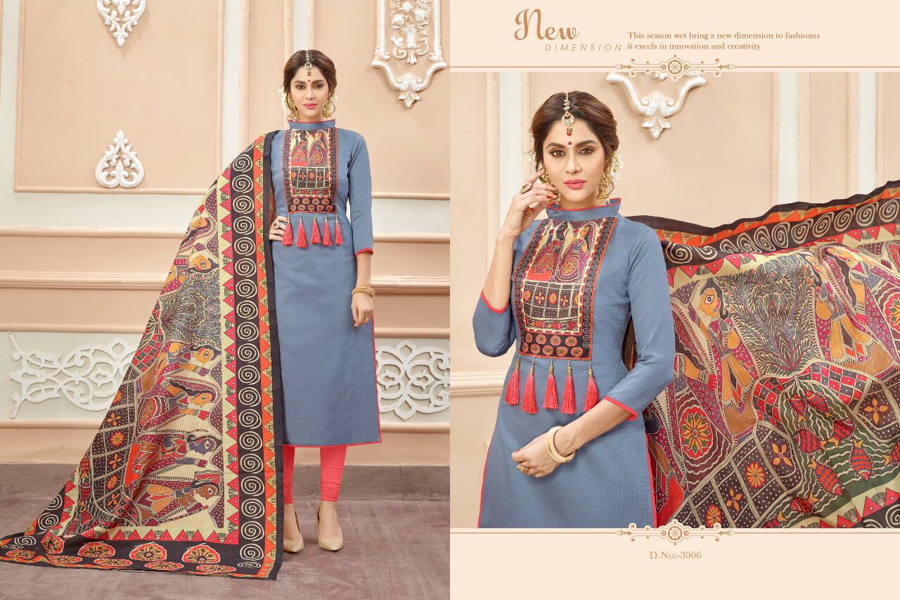 Jimikki Kammal Vol-3 By Amrut Varsha Creation 3001 To 3011 Series Beautiful Colorful Stylish Ethnic Wear & Casual Wear Bombay Jacquard Digital Printed Dresses At Wholesale Price