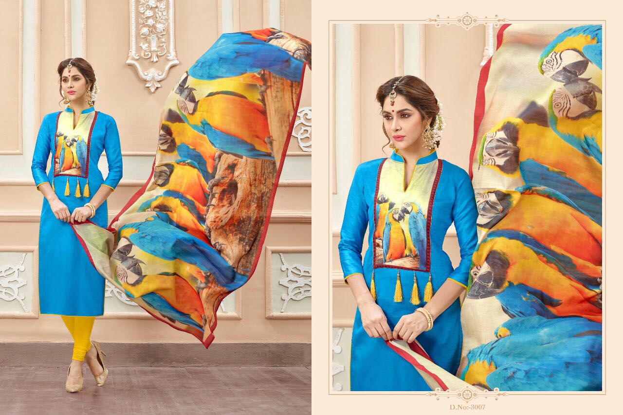 Jimikki Kammal Vol-3 By Amrut Varsha Creation 3001 To 3011 Series Beautiful Colorful Stylish Ethnic Wear & Casual Wear Bombay Jacquard Digital Printed Dresses At Wholesale Price