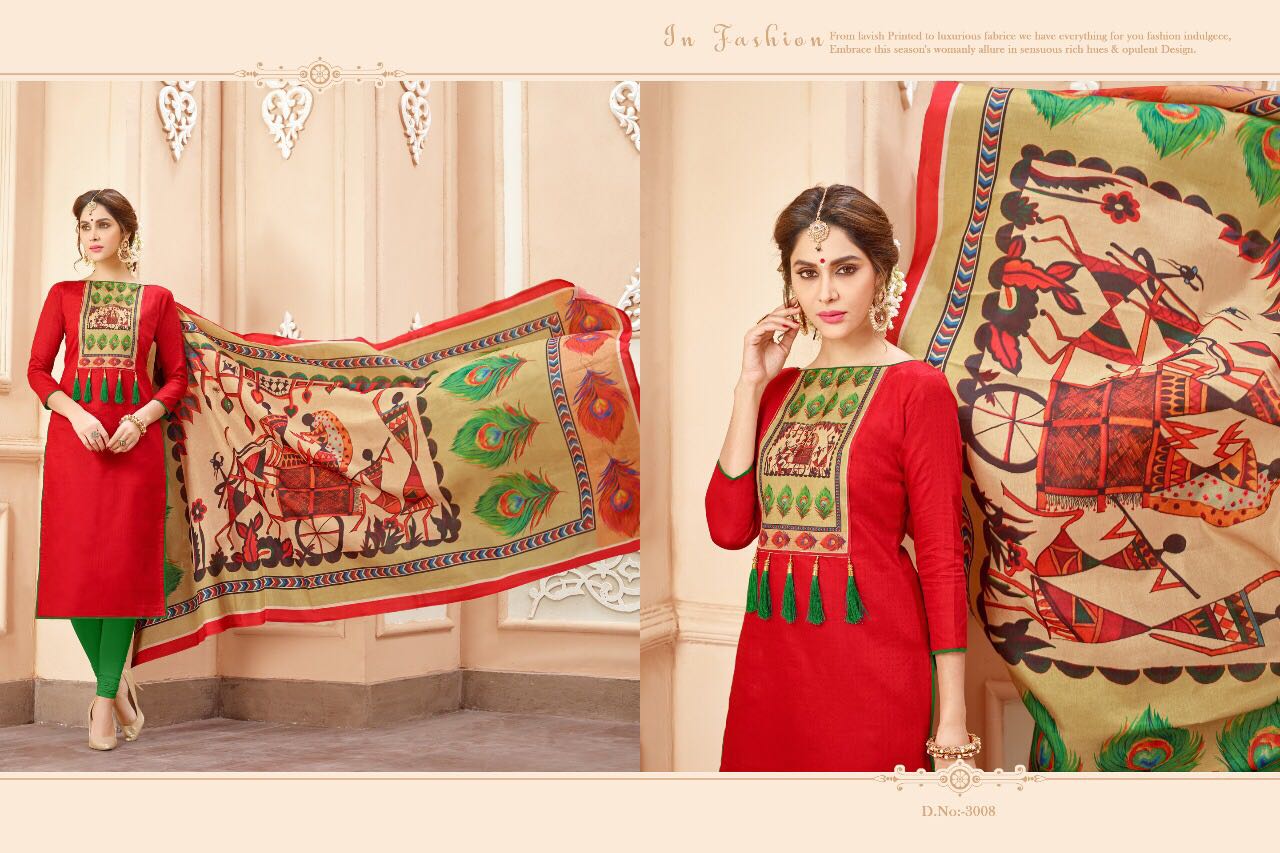 Jimikki Kammal Vol-3 By Amrut Varsha Creation 3001 To 3011 Series Beautiful Colorful Stylish Ethnic Wear & Casual Wear Bombay Jacquard Digital Printed Dresses At Wholesale Price