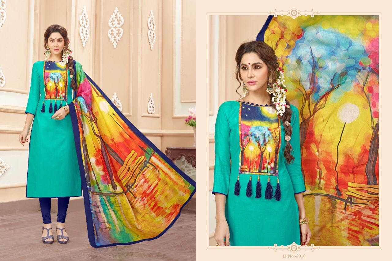 Jimikki Kammal Vol-3 By Amrut Varsha Creation 3001 To 3011 Series Beautiful Colorful Stylish Ethnic Wear & Casual Wear Bombay Jacquard Digital Printed Dresses At Wholesale Price