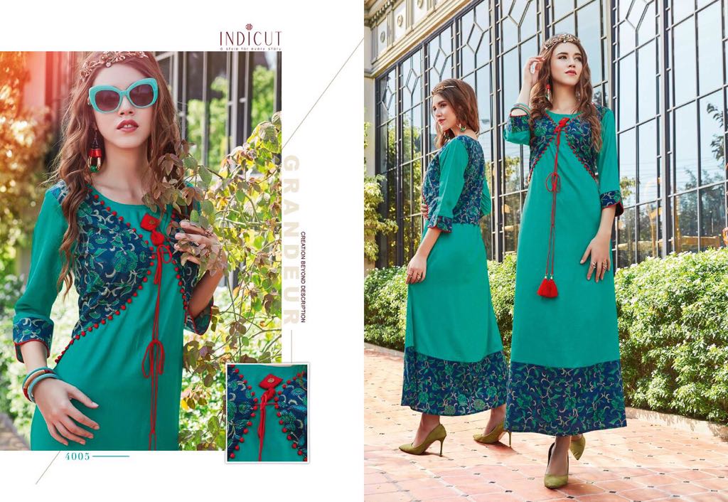 Karigari By Indicut 4001 To 4006 Series Stylish Colorful Fancy Beautiful Casual Wear & Ethnic Wear Cotton & Rayon Printed Kurtis At Wholesale Price