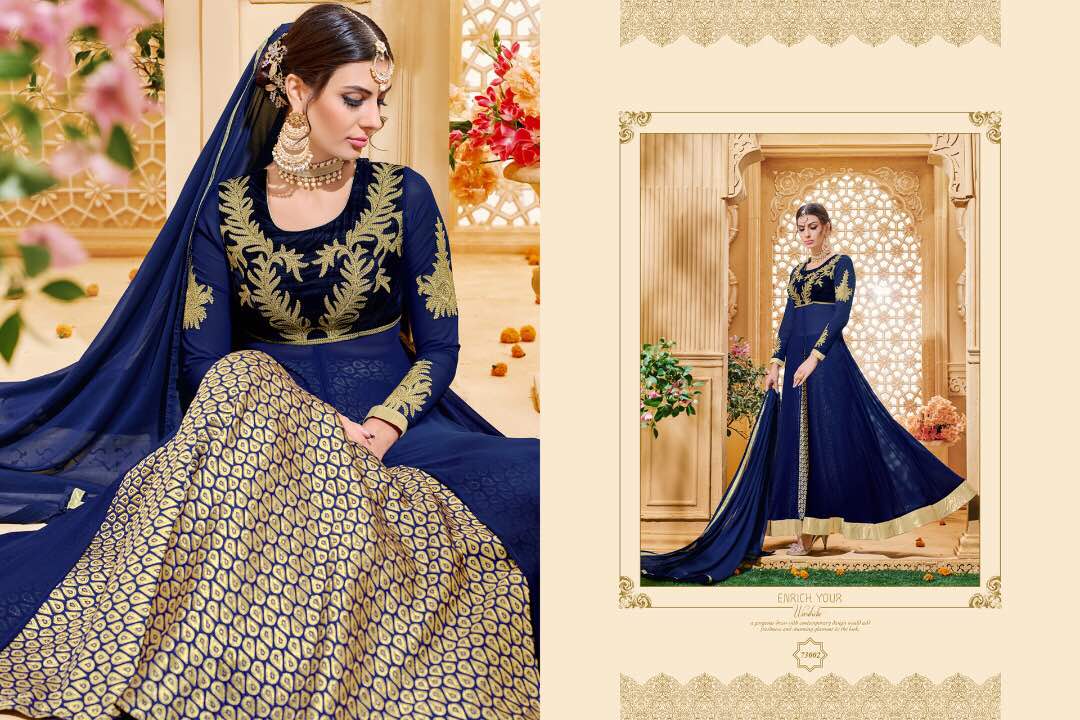 Kavvya Suits Vol-73 By B.g 73001 To 73008 Series Indian Designer Beautiful Embroidered Colorful Party Wear & Occasional Wear Faux Georgette & Banglori Silk Dresses At Wholesale Price