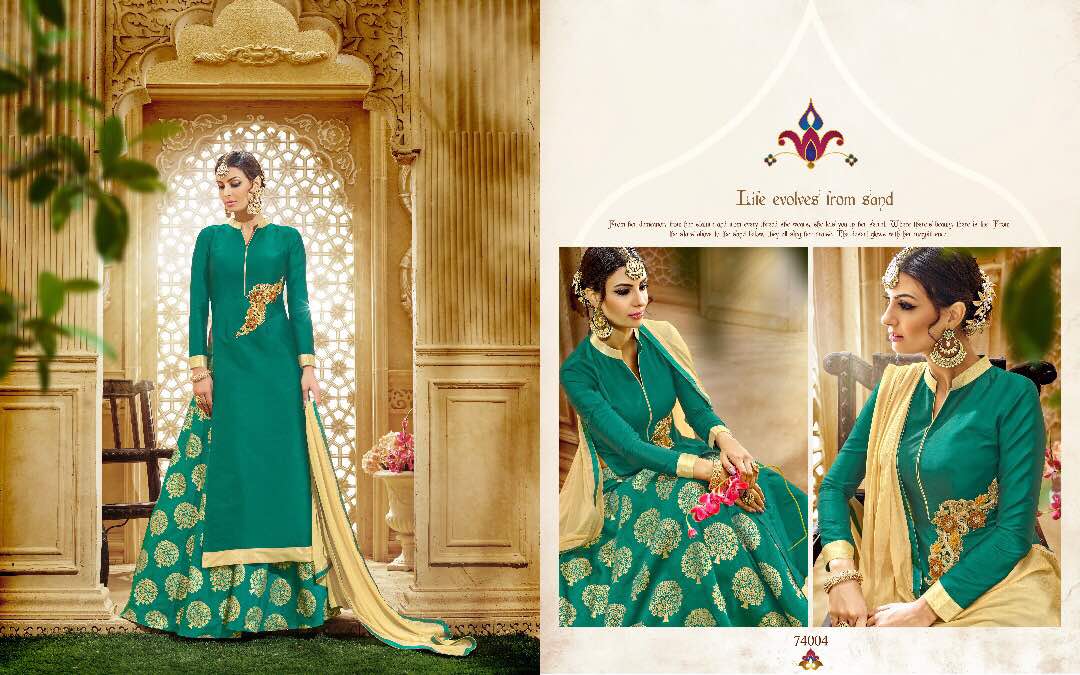 Kavvya Suits Vol-74 By B.g 74001 To 74006 Series Indian Designer Beautiful Embroidered Colorful Party Wear & Occasional Wear Tafeta Silk & Banarasi Jacquard Dresses At Wholesale Price