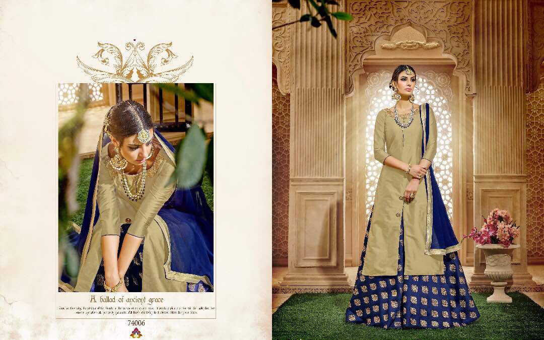 Kavvya Suits Vol-74 By B.g 74001 To 74006 Series Indian Designer Beautiful Embroidered Colorful Party Wear & Occasional Wear Tafeta Silk & Banarasi Jacquard Dresses At Wholesale Price