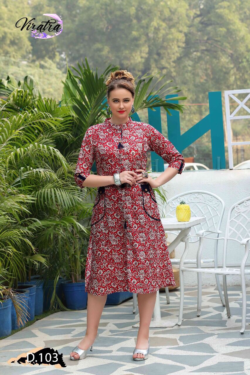 Kavya Vol-1 By Viratra Tex 101 To 108 Series Beautiful Colorful Stylish Fancy Casual Wear & Ethnic Wear Cotton Printed Kurtis At Wholesale Price
