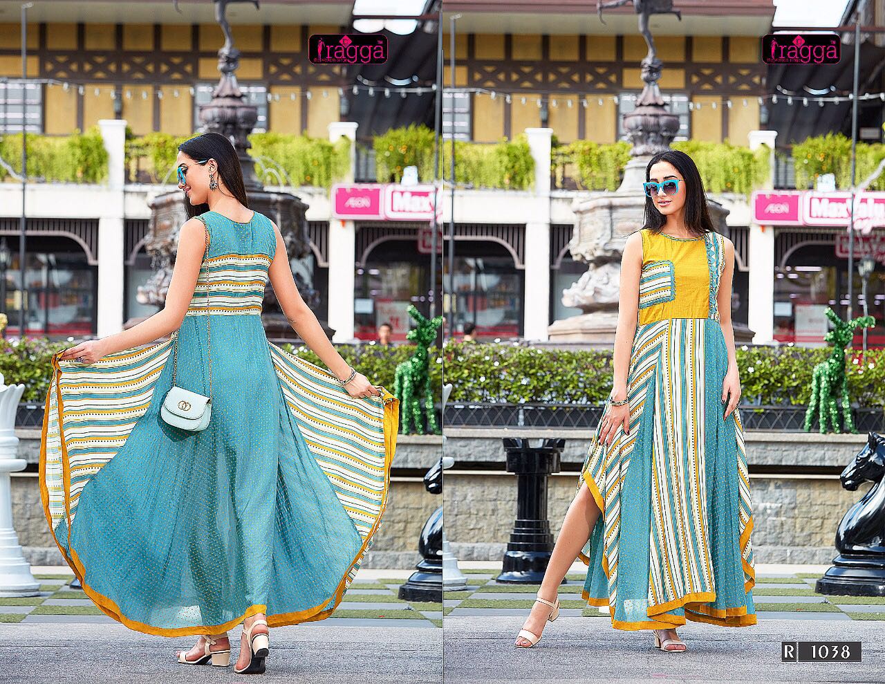 Koraa By Ragga 1035 To 1042 Series Designer Stylish Colorful Fancy Beautiful Party Wear & Ethnic Wear Rayon Printed Kurtis At Wholesale Price