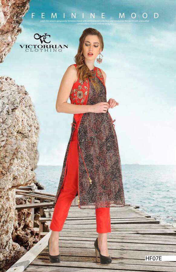 Kosh 01 Series By Victorian Clothing Beautiful Embroidered Stylish Colorful Fancy Pretty Party Wear Occasional Wear Casual Wear Printed Kurti With Bottom At Wholesale Price