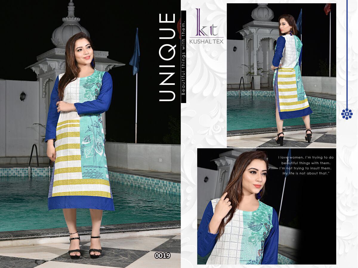 Kween By Kushal Tex 0010 To 0019 Series Beautiful Designer Colorful Fancy Casual Wear & Ready To Wear Cotton Slub Printed Kurtis At Wholesale Price