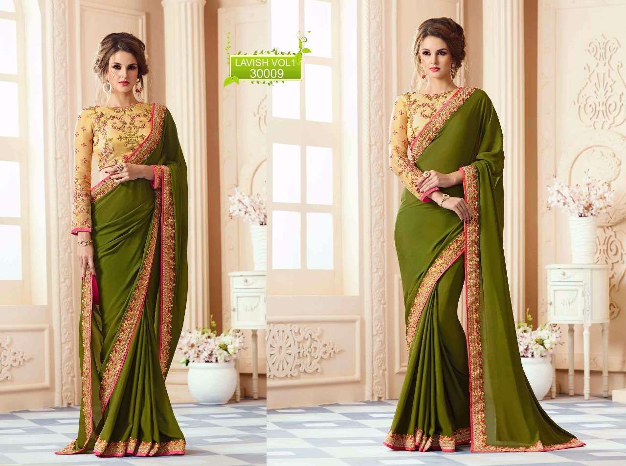 Lavish Vol-1 By Vritika 30001 To 30009 Series Stylish Beautiful Indian Designer Embroidered Party Wear And Occasional Wear Georgette & Silk Sarees At Wholesale Price
