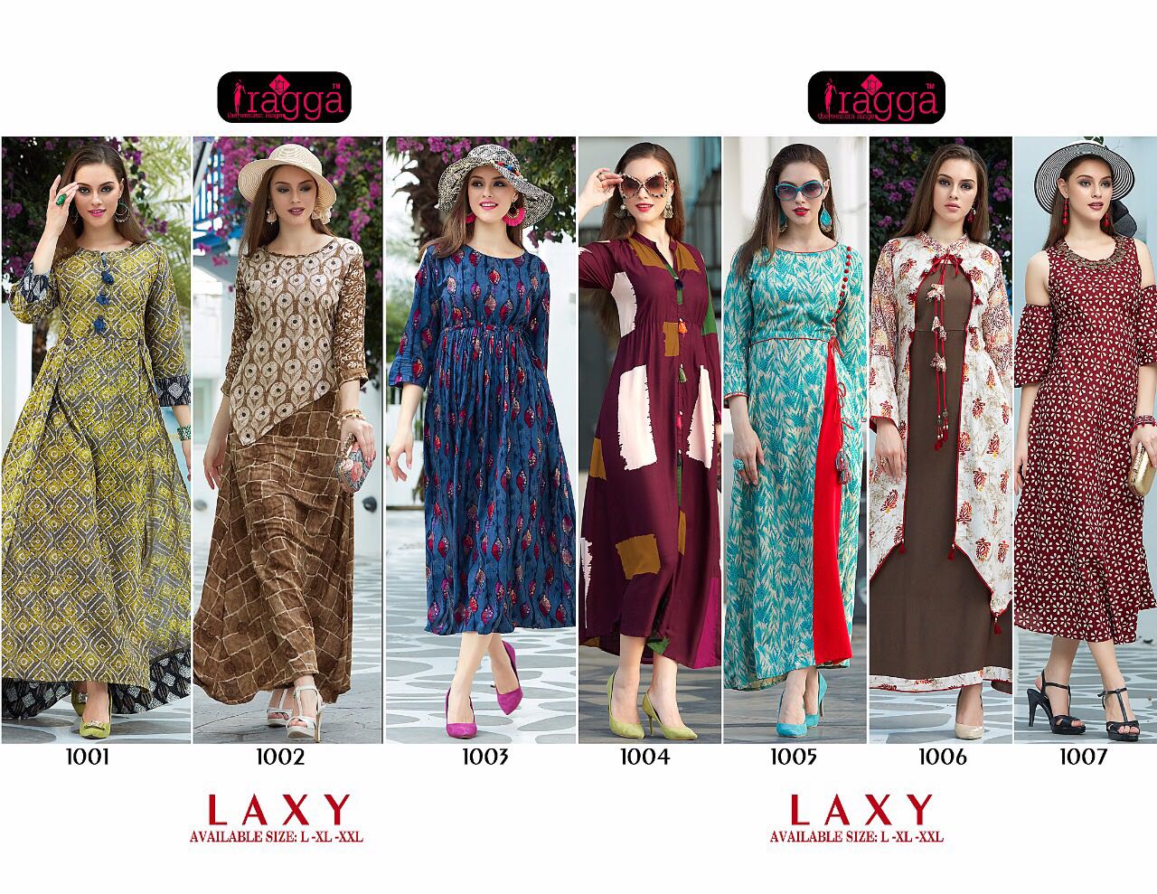 Laxy By Ragga 1001 To 1007 Series Stylish Beautiful Colorful Fancy Casual Wear & Ethnic Wear Rayon Printed Kurtis At Wholesale Price