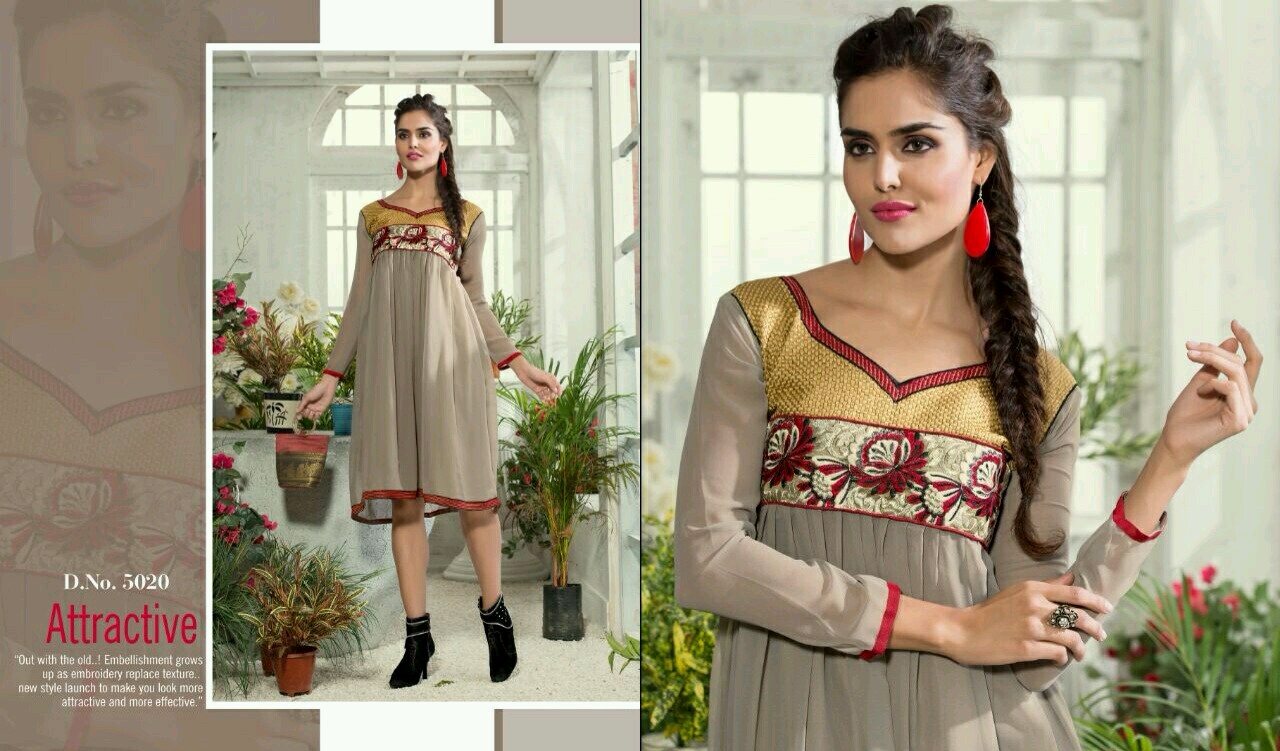 Levisha 5013 To 5022 Series By M.pankaj Fashion Western Beautiful Stylish Designer Embroidered Party Wear Georgette Kurtis At Wholesale Price