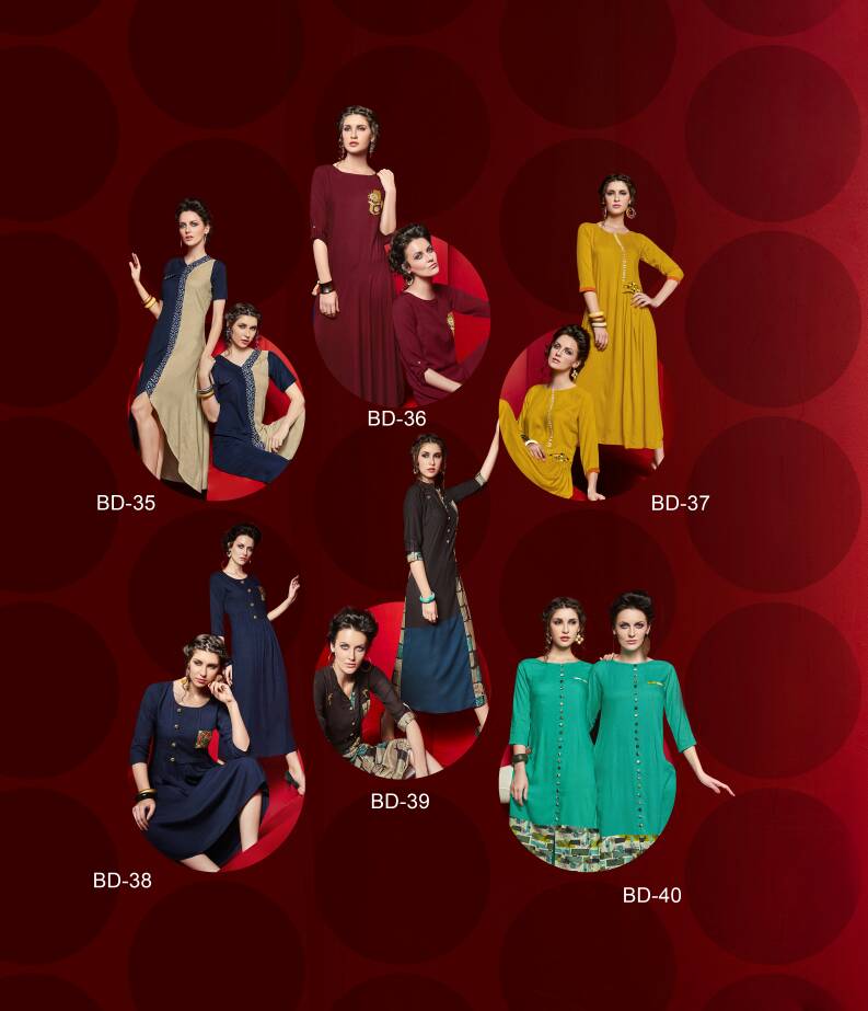 Lookbook 35 To 40 Series By Bdesi Beautiful Colorful Stylish Fancy Pretty Party Wear Casual Wear Occasional Wear Printed Kurti At Wholesale Price