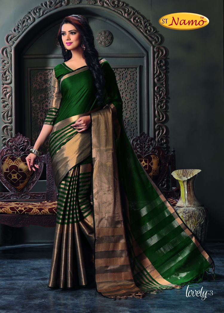 Lovely By St Namo 01 To 09 Series Stylish Beautiful Fancy Colorful Traditional Wear & Occasional Wear Cotton Silk Printed Sarees At Wholesale Price
