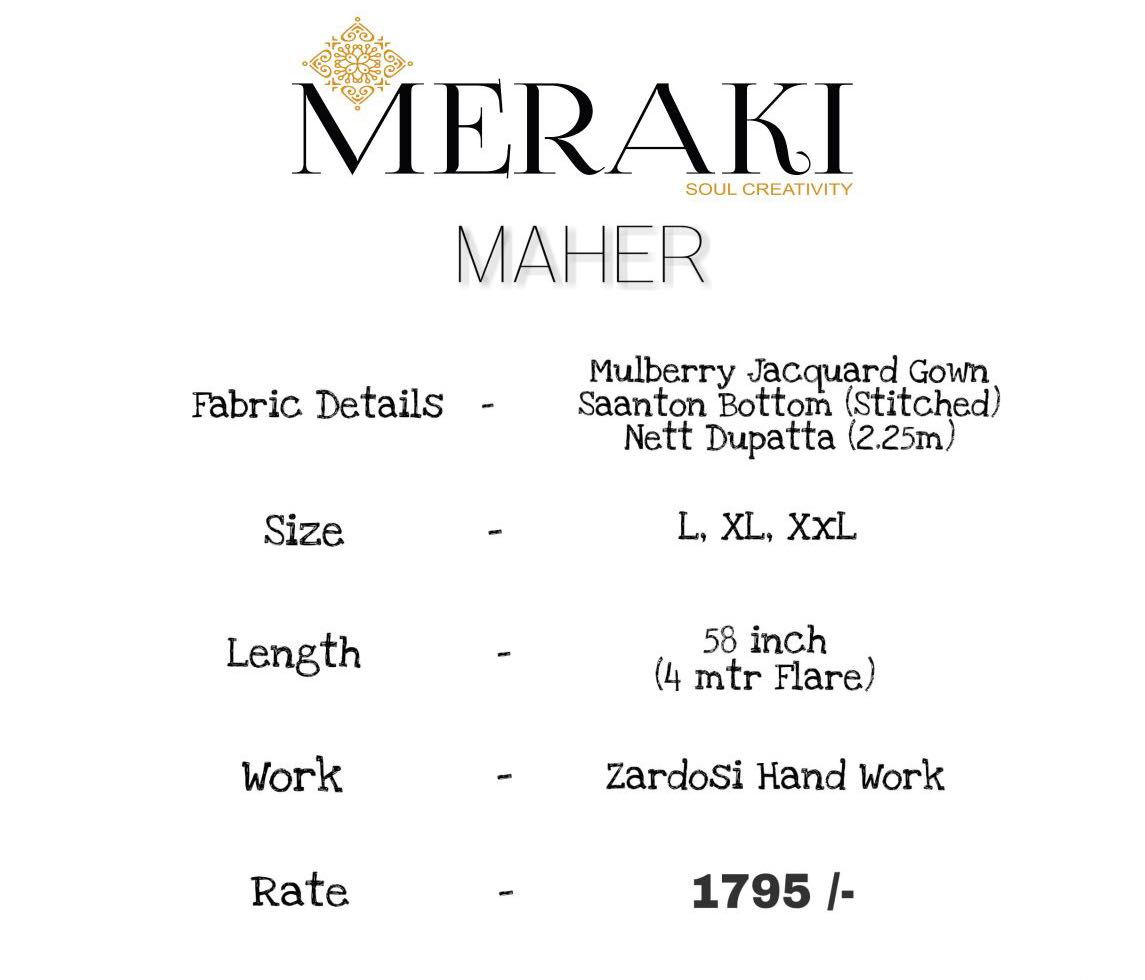 Maher By Meraki 4001 To 4006 Series Designer Beautiful Bridal Collection Fancy Colorful Party Wear & Occasional Wear Mulberry Jacquard Embroidered Dresses At Wholesale Price