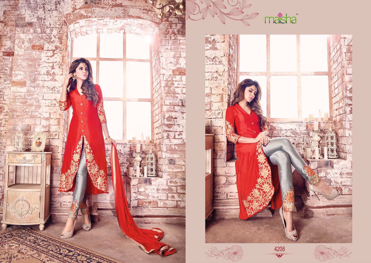 Maisha 4201 To 4209 Series By Maisha Indian Traditional  Embroidered Designer Beautiful Stylish Party Wear Occasional Wear Dresses At Wholesale Price