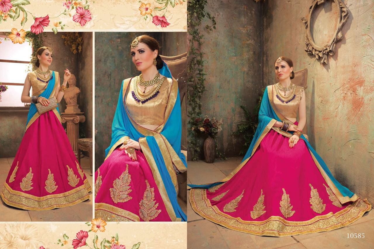 Majestic By Riddhoo Fashion 10581 To 10588 Series Designer Beautiful Fancy Colorful Party Wear & Occasional Wear Silk Lehengas At Wholesale Price