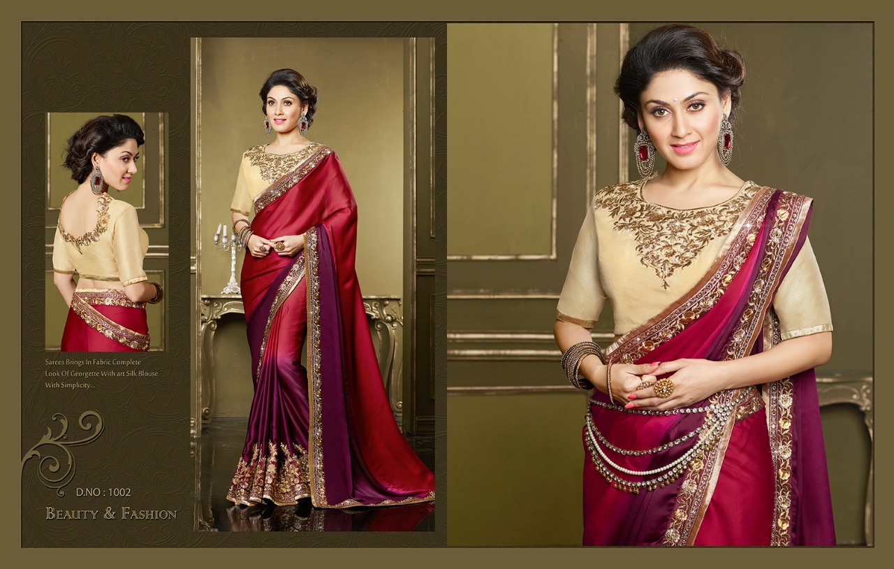 Manjari Fadnis 1000 Series By Fiona 1001 To 1009 Series Designer Wedding Collection Beautiful Stylish Colorful Fancy Party Wear & Occasional Wear Pure Heavy Georgette Embroidered Sarees At Wholesale Price