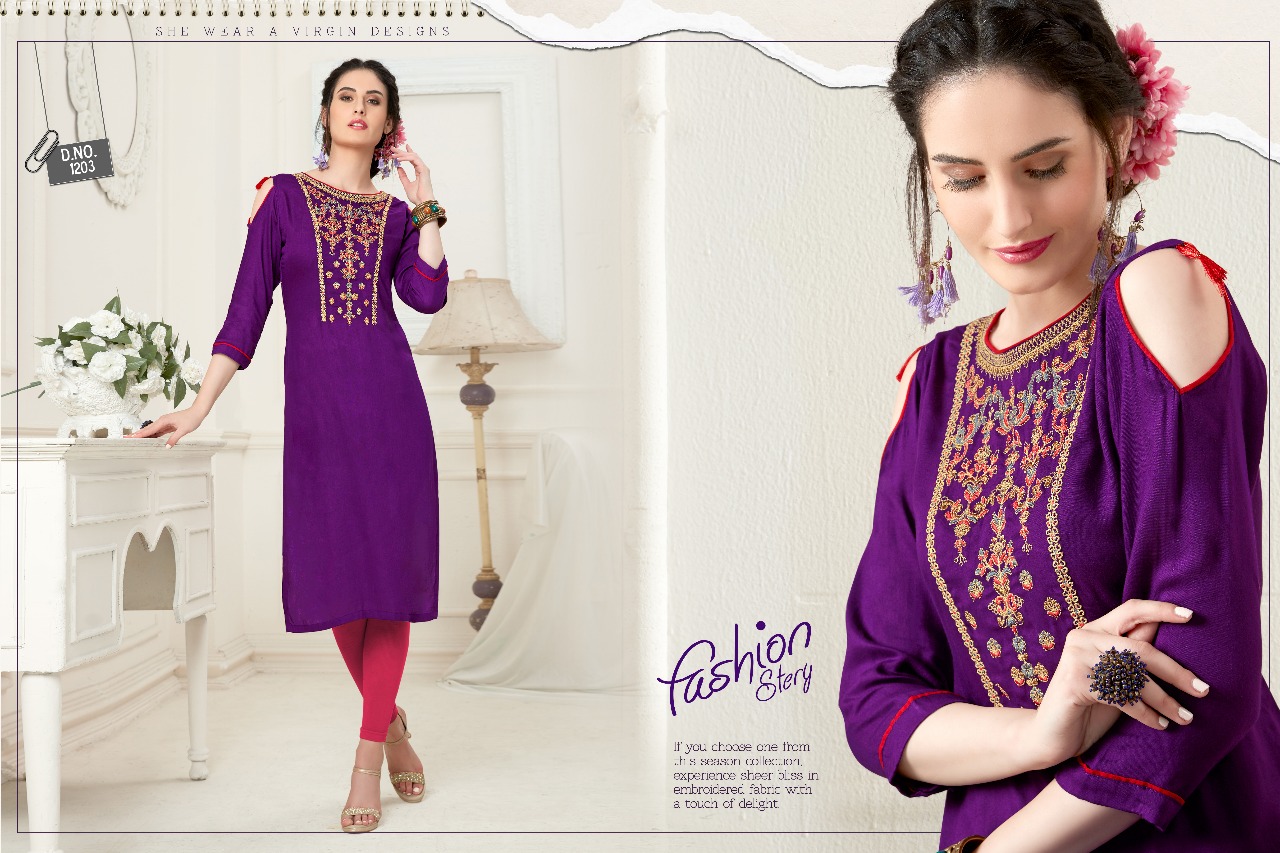 Maya Vol-2 By Valencia Tex 1201 To 1210 Series Beautiful Colorful Fancy Casual Wear & Ethnic Wear Rayon Embroidered Kurtis At Wholesale Price