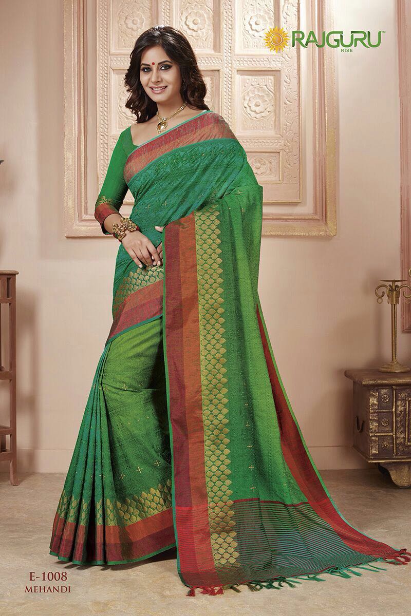 Mehandi By Rajguru Indian Traditional Embroidered Designer Beautiful Party Wear Occasional Wear Printed Silk Sarees At Wholesale Price