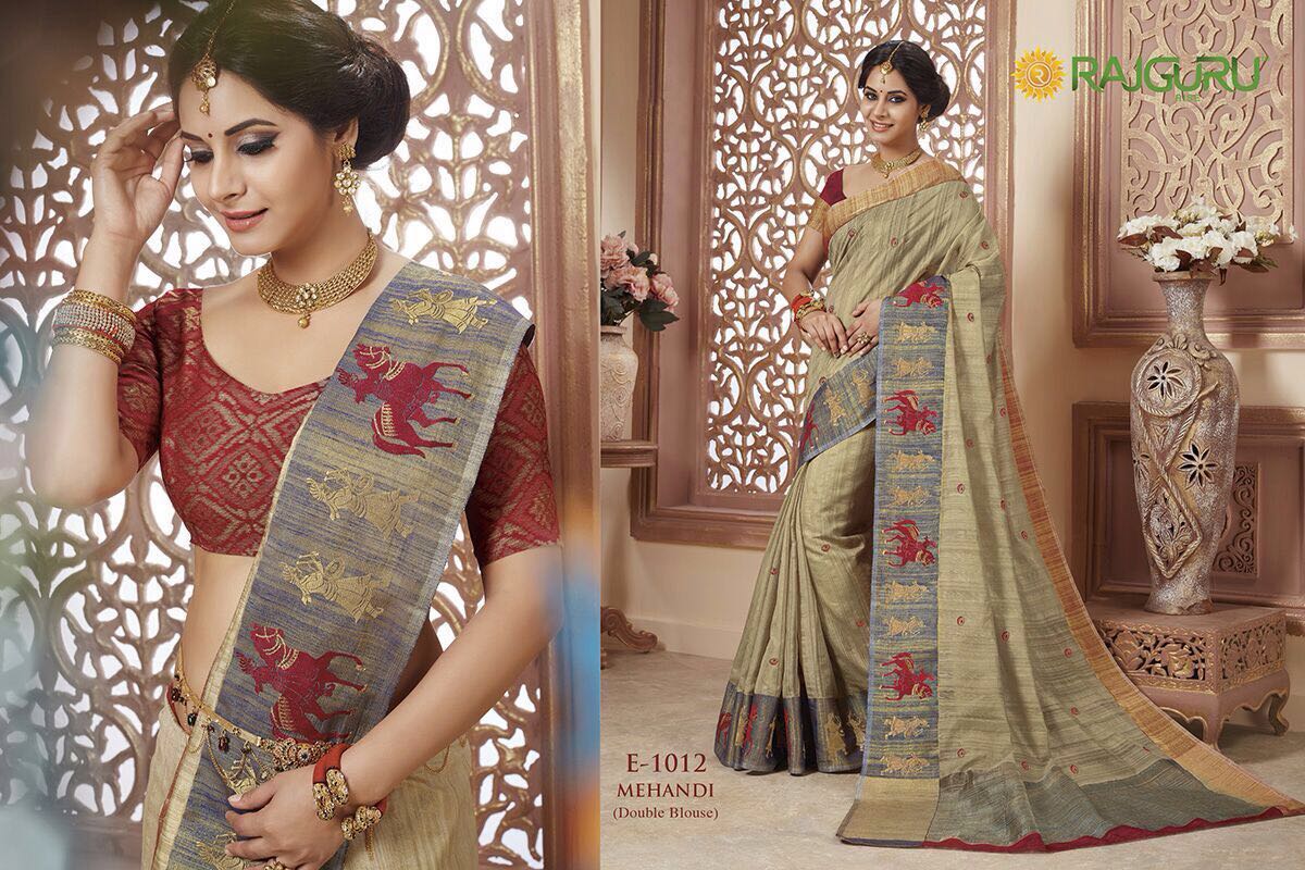 Mehandi By Rajguru Indian Traditional Embroidered Designer Beautiful Party Wear Occasional Wear Printed Silk Sarees At Wholesale Price