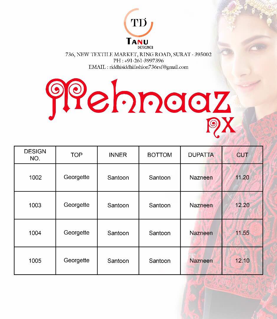 Mehnaaz Nx 1002 To 1005 Series By Tanu Designer Beautiful Embroidered Designer Stylish Colorful Pretty Party Wear Occasional Wear Traditional Wear Dresses At Wholesale Price