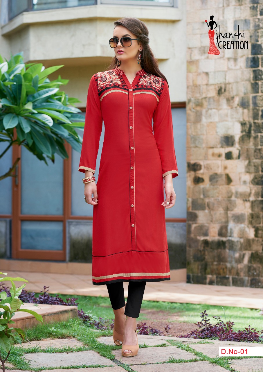 Mishri Collection By Jhankhi Creation 01 To 08 Series Indian Beautiful Ethnic Wear Kurtis With Embroidered Work Colorful Fancy Casual Wear & Ready To Wear Rayon Kurtis At Wholesale Price