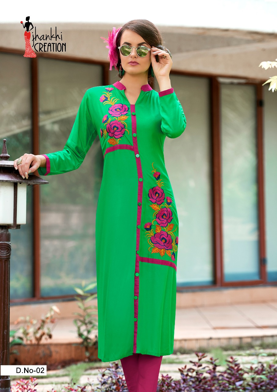 Mishri Collection By Jhankhi Creation 01 To 08 Series Indian Beautiful Ethnic Wear Kurtis With Embroidered Work Colorful Fancy Casual Wear & Ready To Wear Rayon Kurtis At Wholesale Price