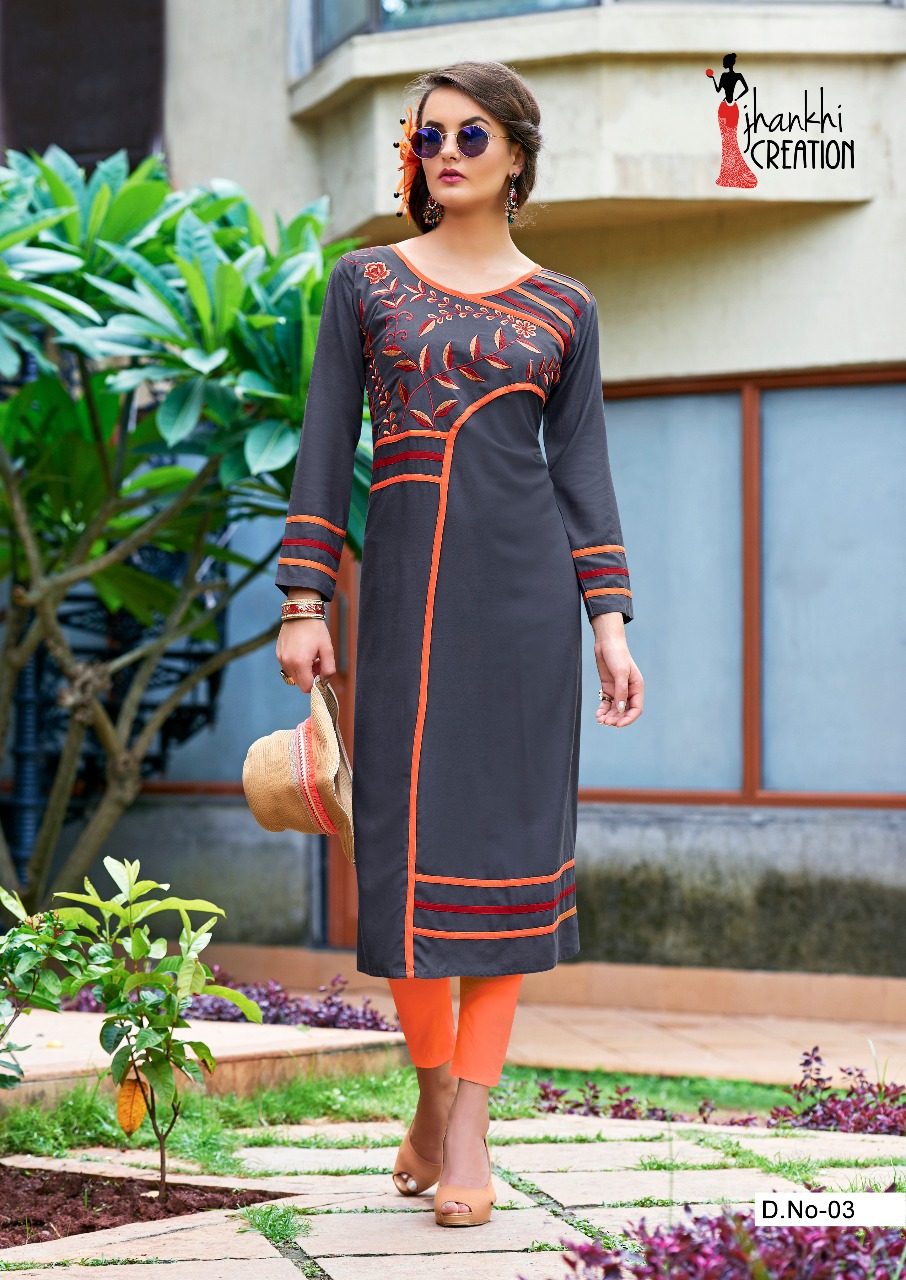 Mishri Collection By Jhankhi Creation 01 To 08 Series Indian Beautiful Ethnic Wear Kurtis With Embroidered Work Colorful Fancy Casual Wear & Ready To Wear Rayon Kurtis At Wholesale Price