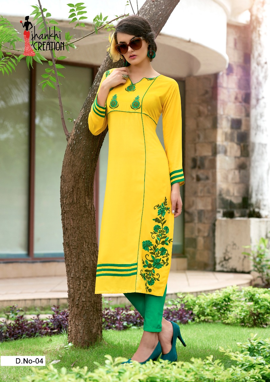 Mishri Collection By Jhankhi Creation 01 To 08 Series Indian Beautiful Ethnic Wear Kurtis With Embroidered Work Colorful Fancy Casual Wear & Ready To Wear Rayon Kurtis At Wholesale Price