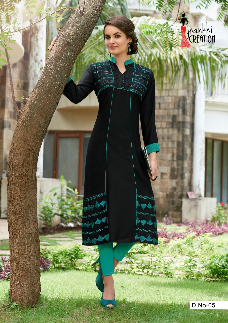 Mishri Collection By Jhankhi Creation 01 To 08 Series Indian Beautiful Ethnic Wear Kurtis With Embroidered Work Colorful Fancy Casual Wear & Ready To Wear Rayon Kurtis At Wholesale Price