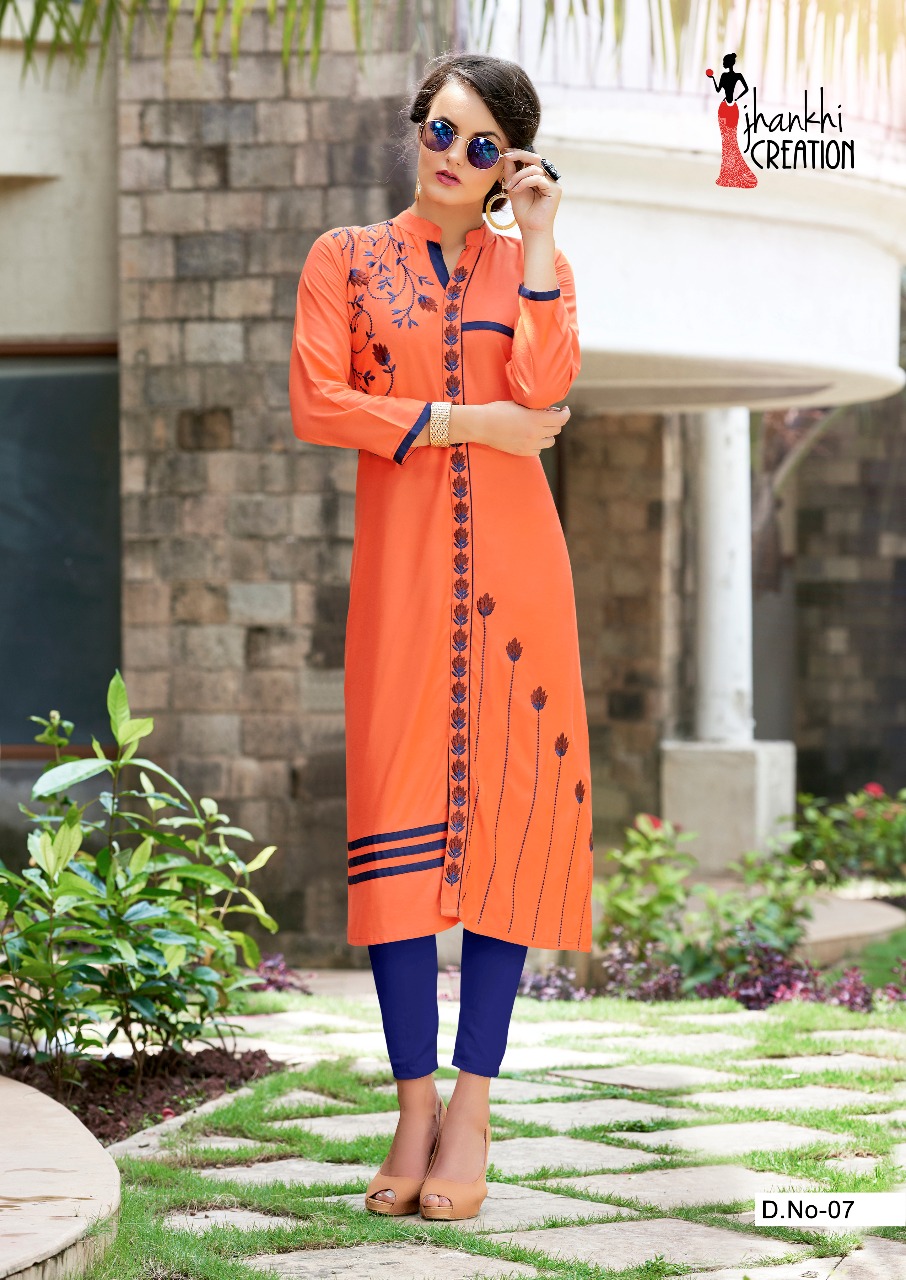 Mishri Collection By Jhankhi Creation 01 To 08 Series Indian Beautiful Ethnic Wear Kurtis With Embroidered Work Colorful Fancy Casual Wear & Ready To Wear Rayon Kurtis At Wholesale Price