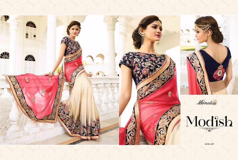 Modish 307 To 308 Series By Monalisa Colours Indian Traditional Beautiful Embroidered Designer Colourful Party Wear Occasional Wear Ethnic Wear Sarees At Wholesale Price