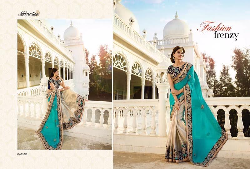 Modish 307 To 308 Series By Monalisa Colours Indian Traditional Beautiful Embroidered Designer Colourful Party Wear Occasional Wear Ethnic Wear Sarees At Wholesale Price